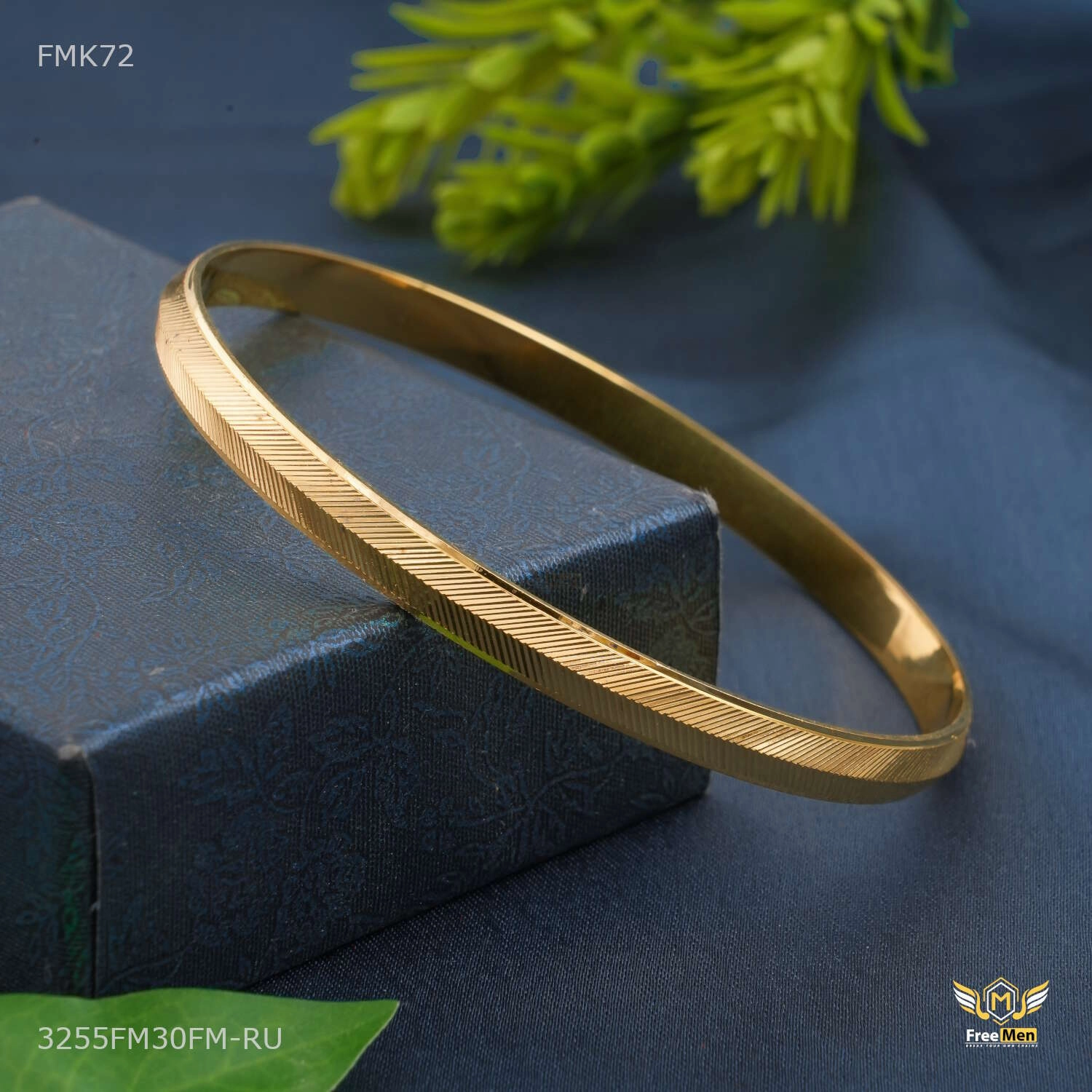 Designer Mini Arrow Lining golden kada for Men FMK72 Ocean Look