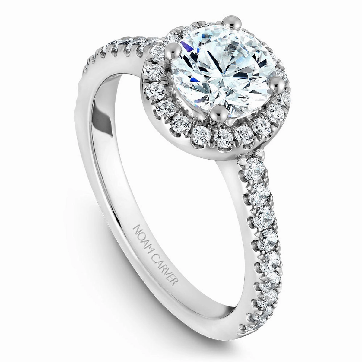 Noam Carver Halo Engagement Ring Setting in White Gold Artisan Craft