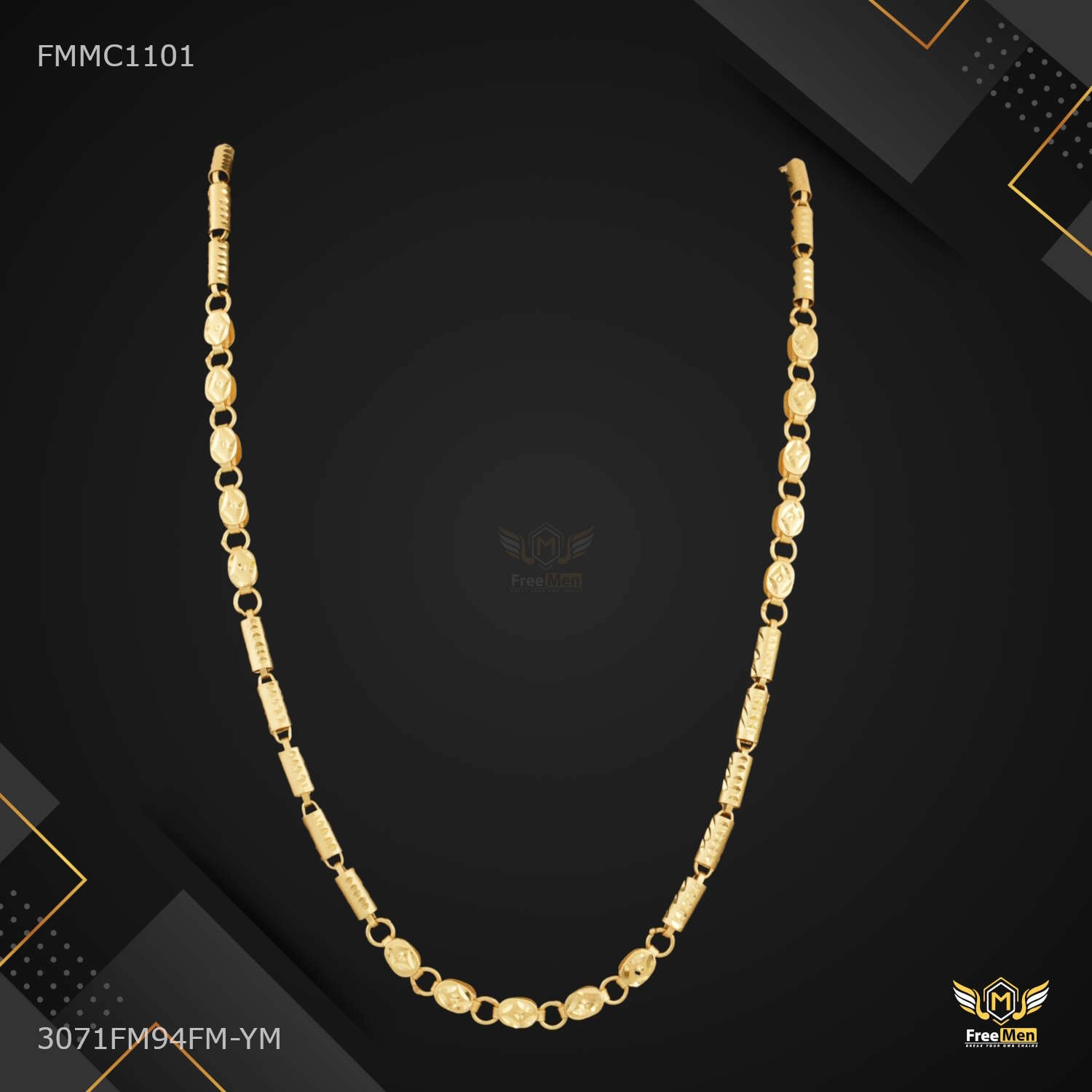 Playful Shine Designer Round cut with Pipe chain for Man - FMMC1101