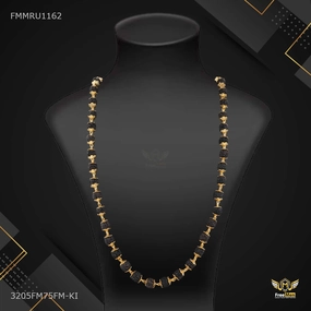 Designer Shini Black Golden Cap Rudraksha mala - FMMRU1162 Premium Quality Timeless Fit