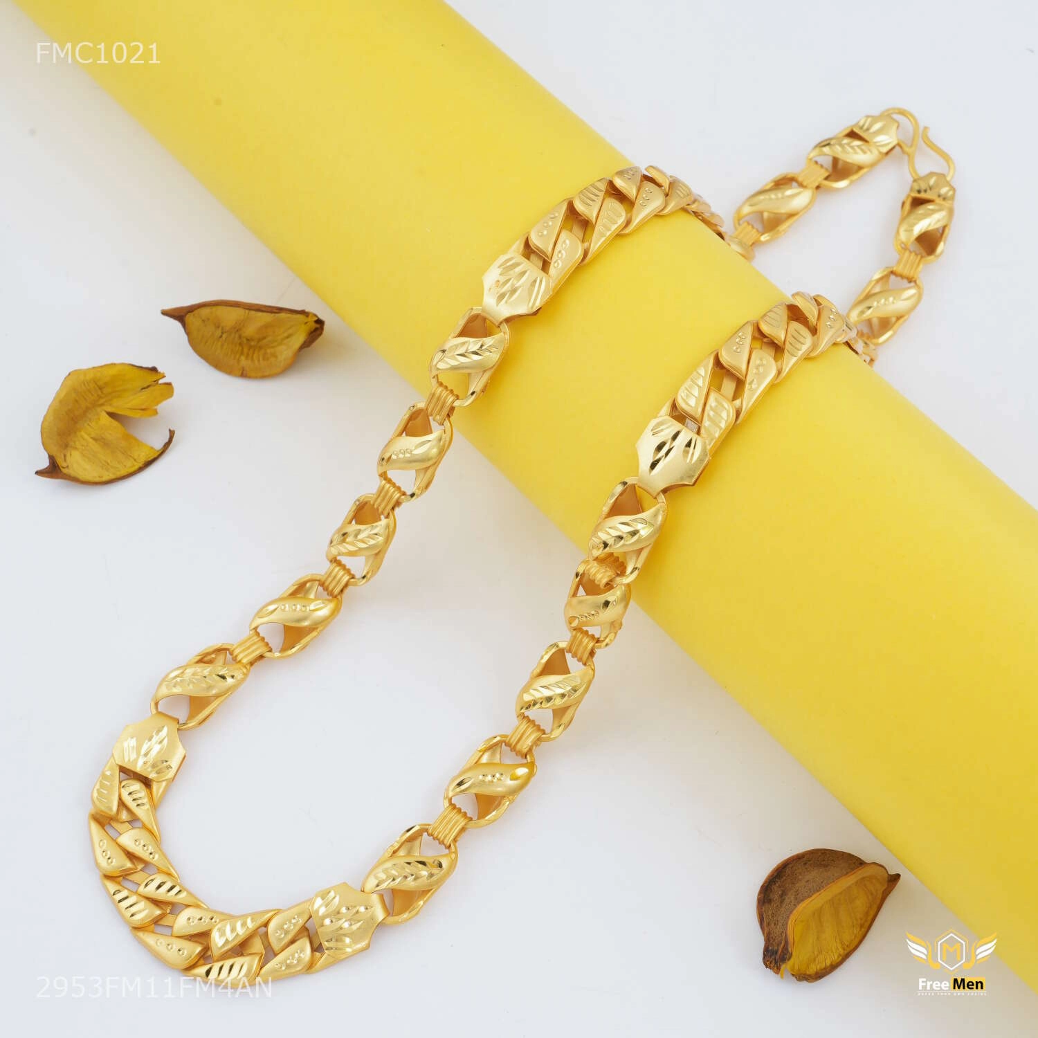 Refined Glow Designer Squar Pokel with Lotus Chain for Man - FMC1021