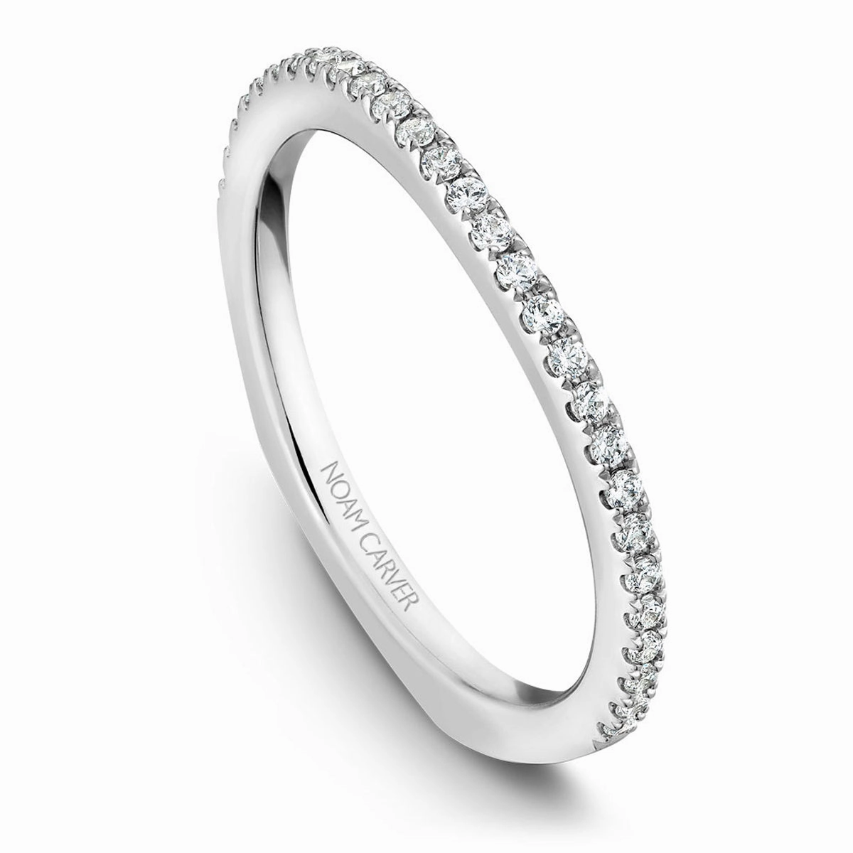Noam Carver Straight Diamond Wedding Band in White Gold Matching Pair