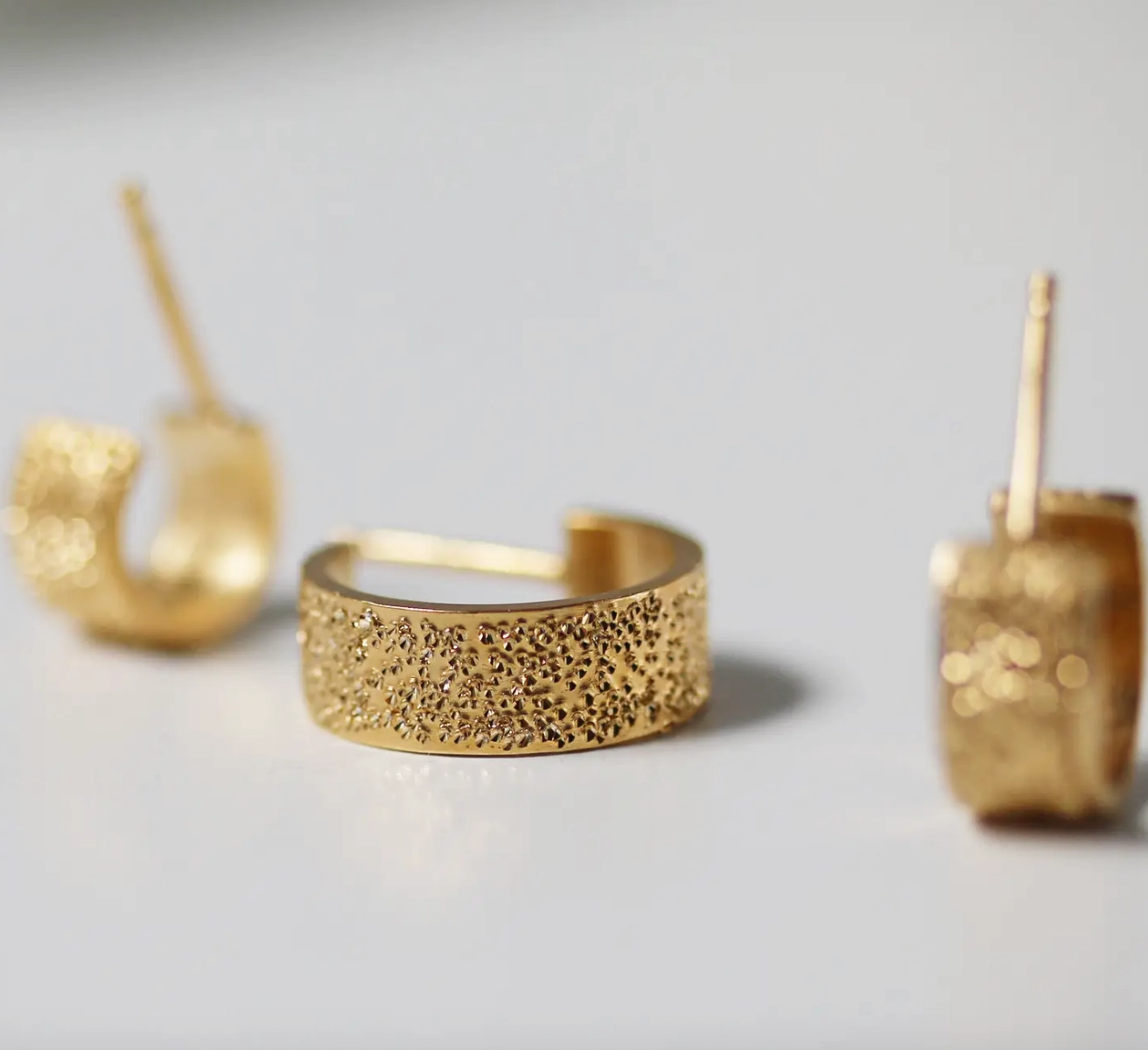 Light Spark Evening Shine Diamond Dusted Chubby Huggie Hoops