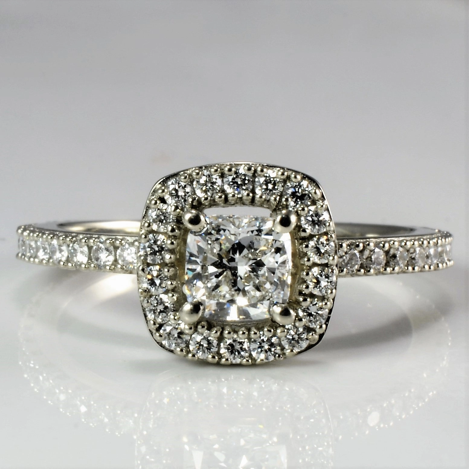 Diamond Engagement Halo Ring | 0.91ctw | SZ 8.5 | Lustrous Form