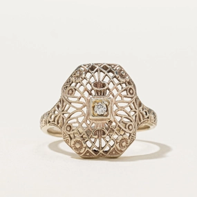 Bridal Style Clean Aesthetic Diamond Ornate Openwork Ring | 0.04ct | SZ 8