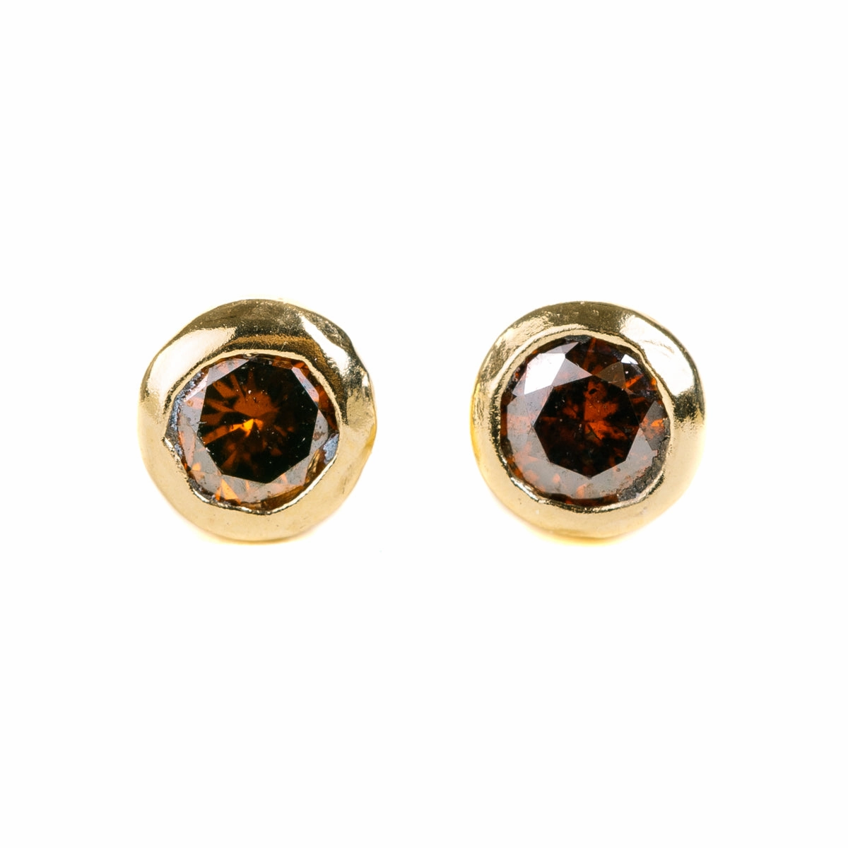 Unique Shape Diamond Stud Earrings - 18ky Gold   Colored Diamonds