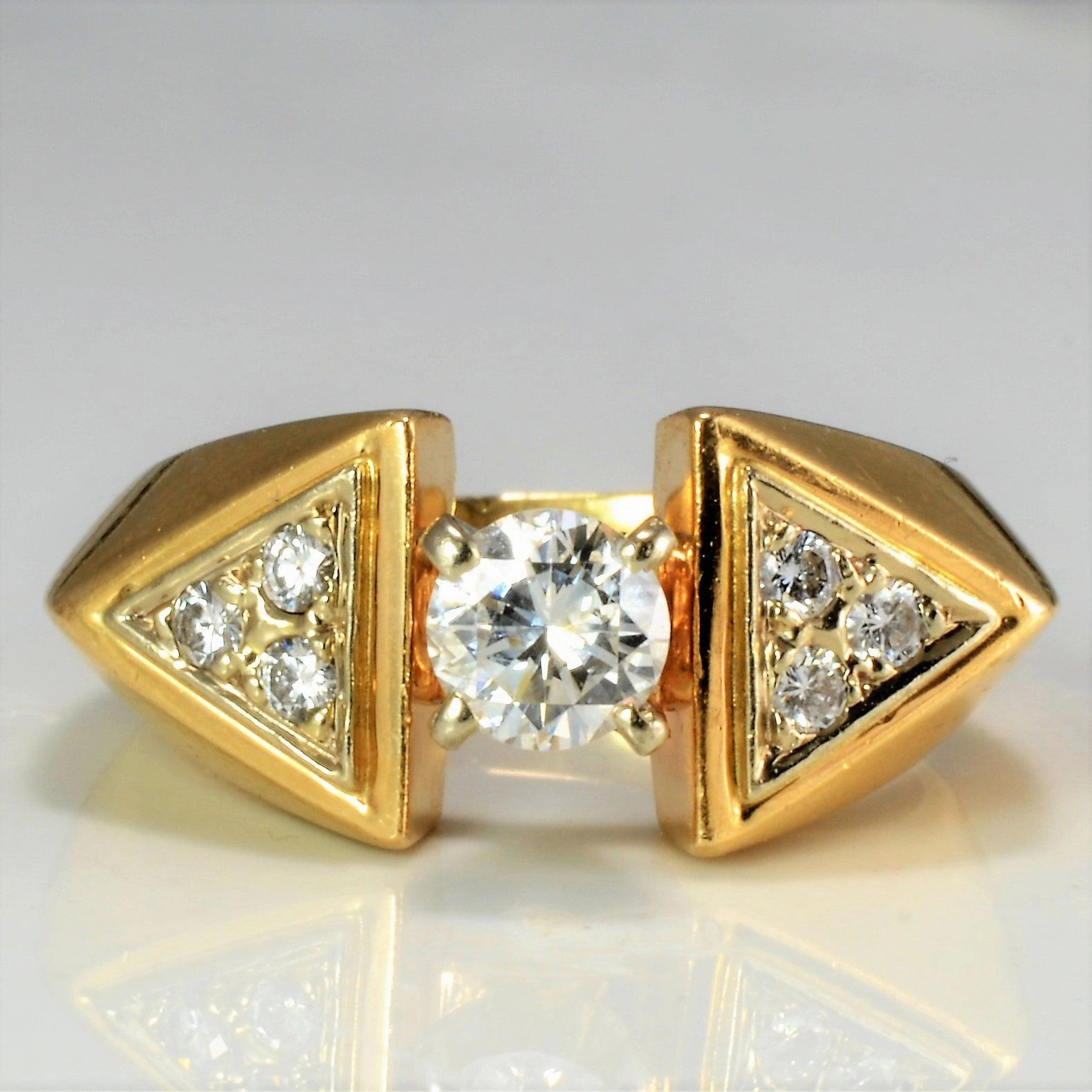 Vivid Glow Weekend Outfit Diamond Triangle Cluster Accented Ring | 0.57ctw | SZ 5.25