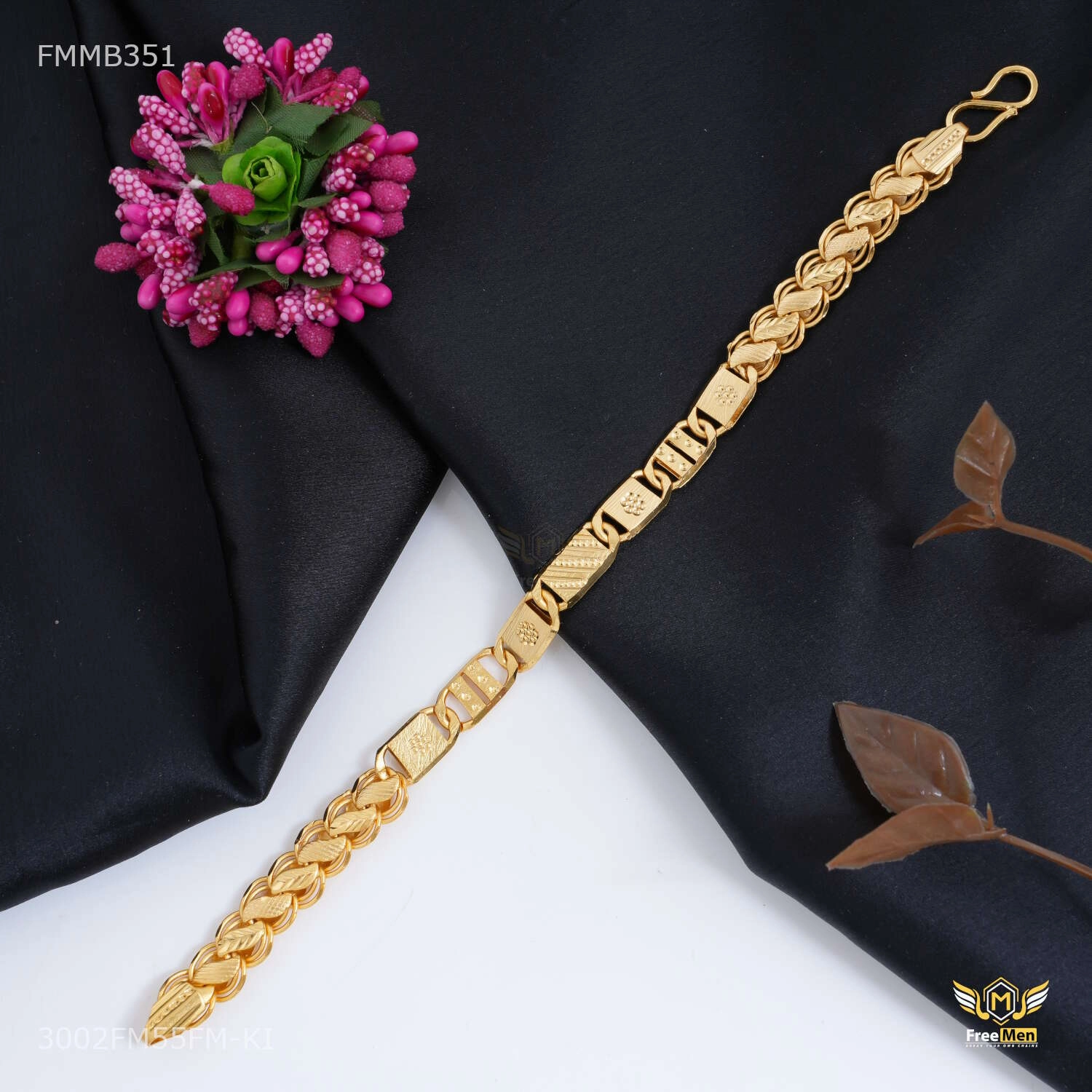 Dimond cut Nawabi with Lotus  Bracelet For Men - FMMB351 Understated Fit