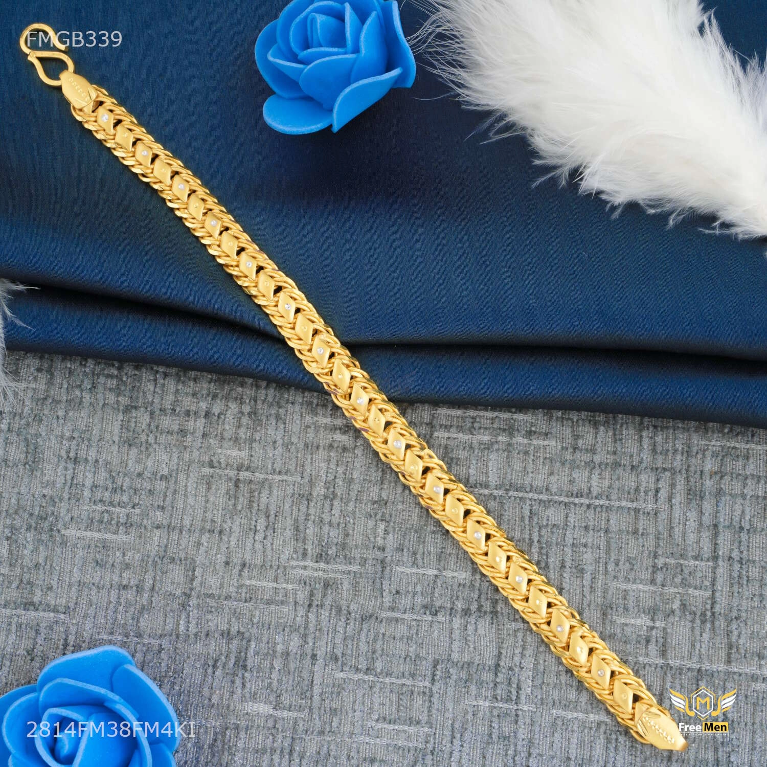 Dimond cut with Rhodium Dot Bracelet  for Men - FMGB339 Quick Shine Trendy Pieces