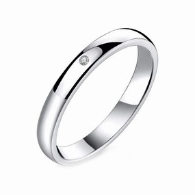 Soft Movement Floral Pattern 3mm Sterling Silver High Polished Plain Dome Ruby Wedding Ring Band