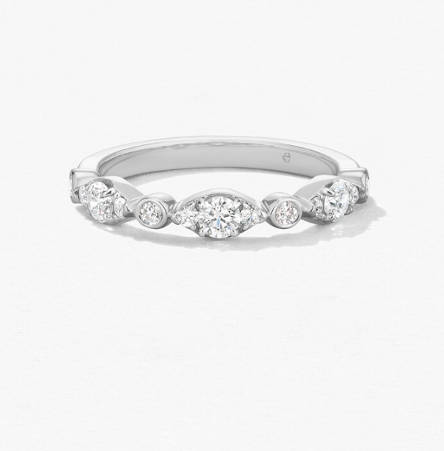 Hearts On Fire Half Bezel Regal Diamond Wedding Ring in 18K White Gold (0.45ctw) Next generation