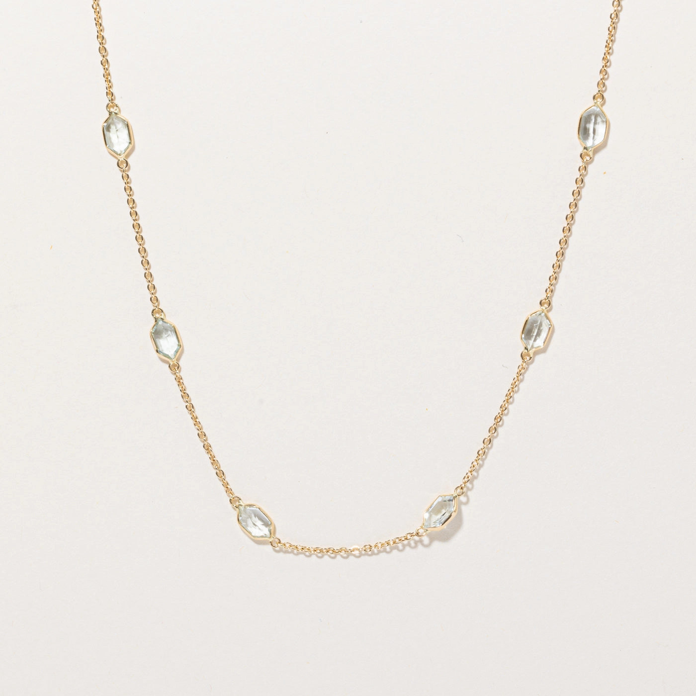 Vintage Lozenge Cut Aquamarine Necklace | 4.63ctw | 18" | Classic Spark