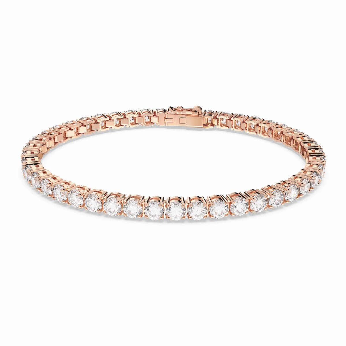 Evening Set Feminine Light Swarovski Thin Matrix Tennis Bracelet, Rose Gold XL