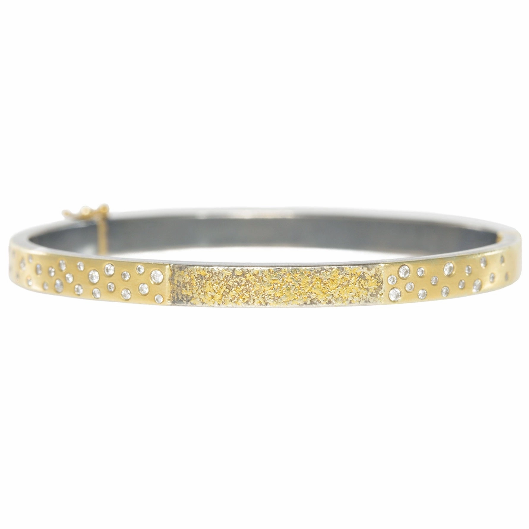 KMJ Essential Hinged Bangle   Diamonds - 22ky, 18ky, Oxidized Silver   VS Diamonds Statement Layer Glittering Craft