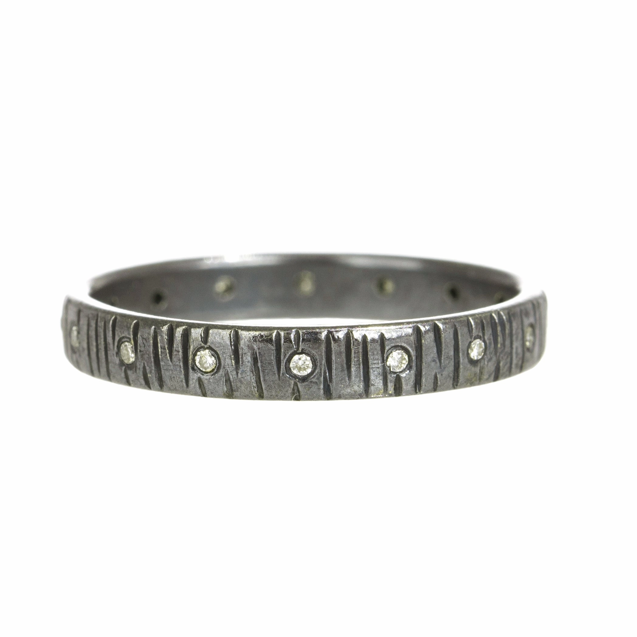 Oxidized Aspen Wedding Band - Oxidized Silver   VS Diamonds Exclusive Charm Graceful Piece