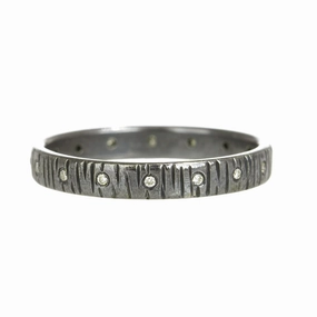 Urban Pop Sparkle Focus Oxidized Aspen Wedding Band - Oxidized Silver   VS Diamonds