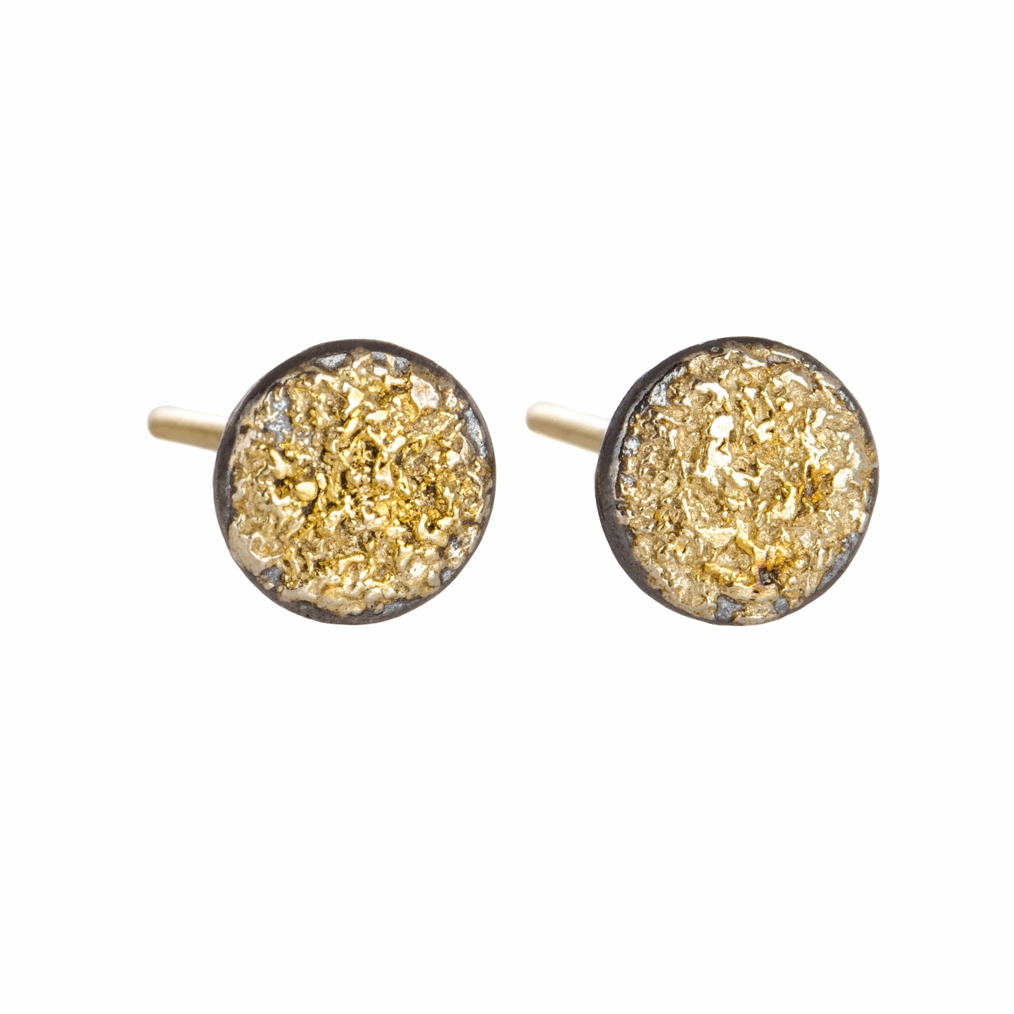 Dusted Pebble Studs - 22ky, 18ky, Oxidized Silver   VS Diamonds Formal Style