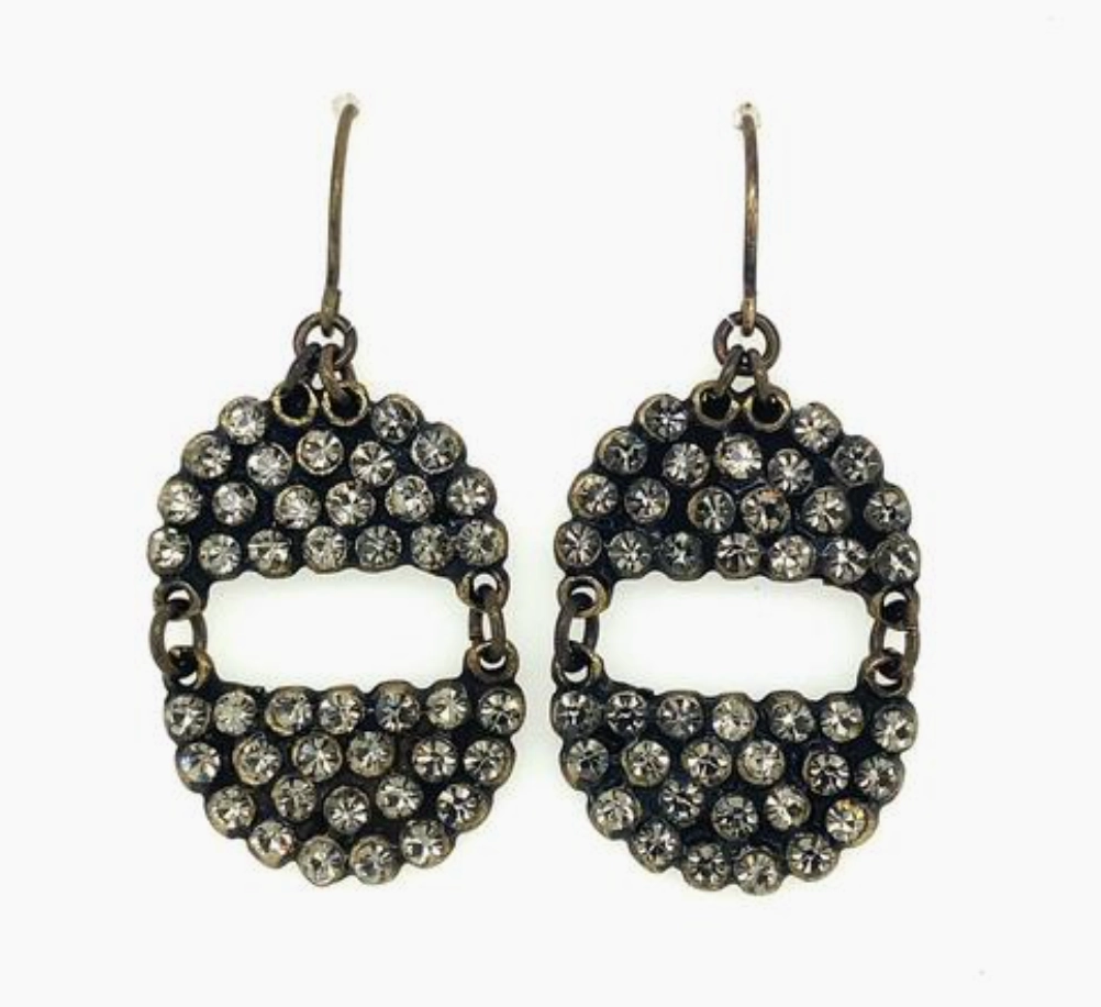 Neat Detail Double Crown Dangle Earrings