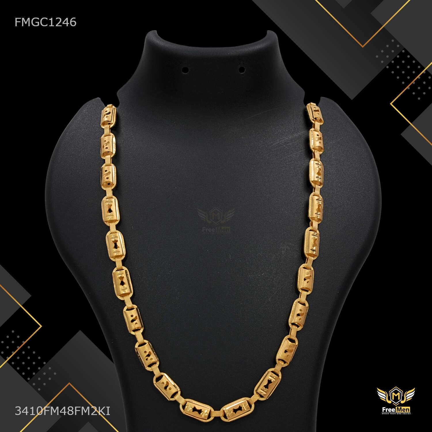 Dual Divide C Cut gold plated chain For Man - FMGC1246 Stylish Pop Handmade Beauty