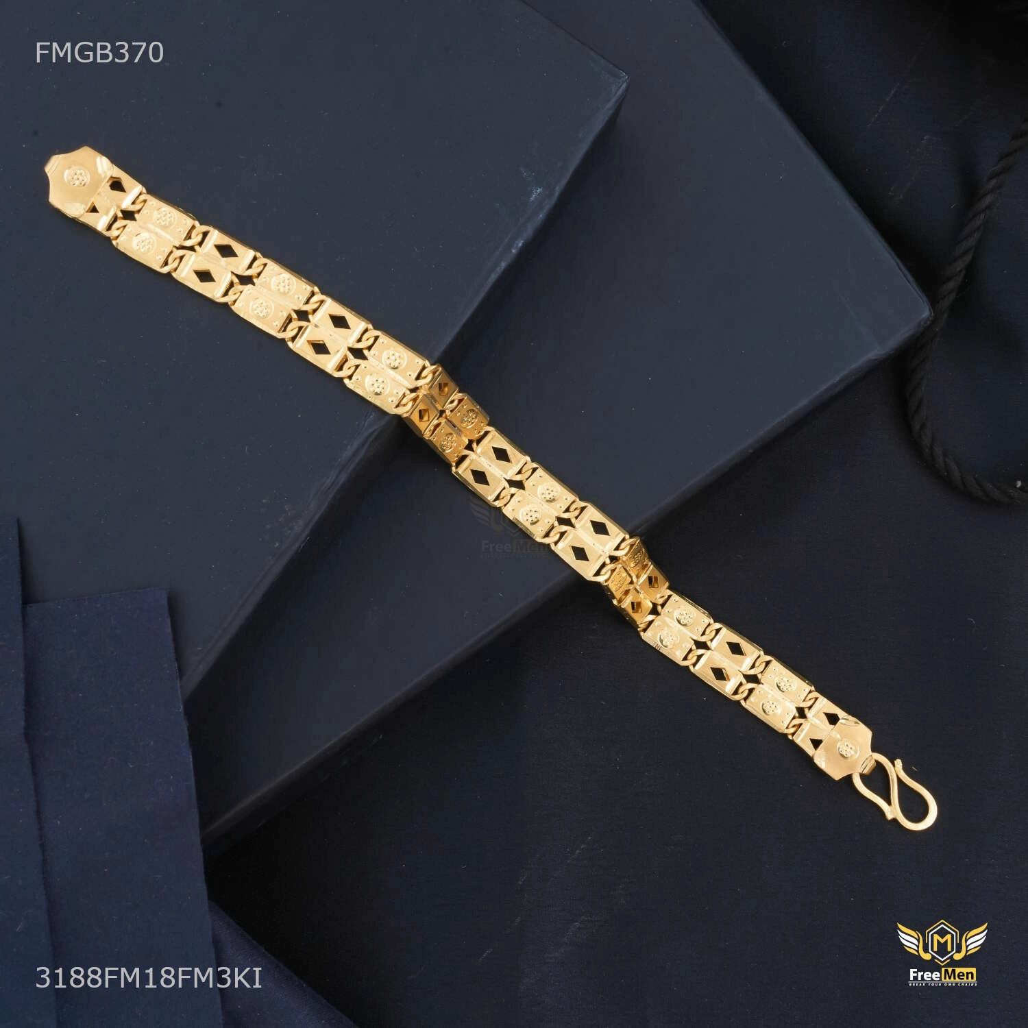 Dual Line Nawabi Dimond cut Gold Plated Bracelet  for Men - FMGB370 Radiant Jewelry Shine Effortless Match