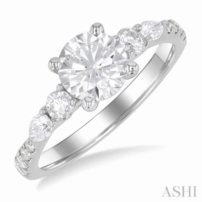 HighEnd Product Wonderful Statement Round & Pear Shape Accent Semi-Mount Engagement Ring