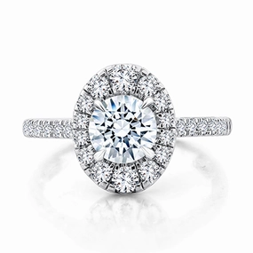 Delicate Craft Romantic Accent A. Jaffe Halo Engagement Ring Setting in White Gold