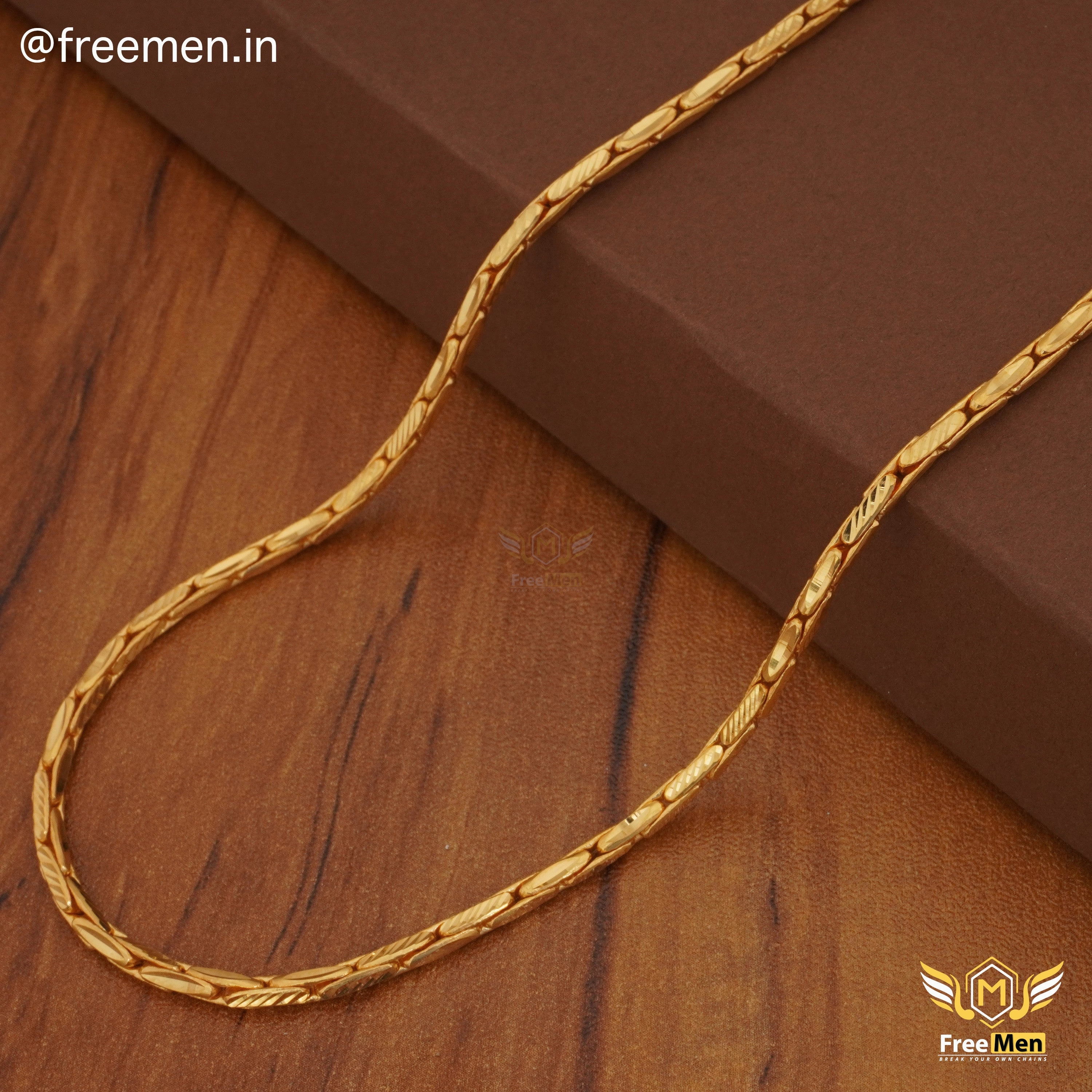 Timeless Duo Freemen Modish Long Raise Link Gold Plated Chain - FMGC30