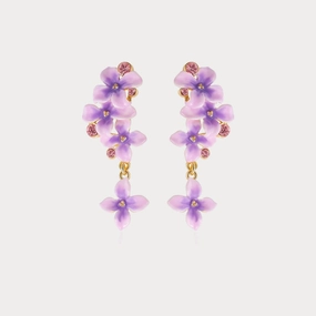 Sparkling Decoration Rectangular Item Early Lilac Earrings
