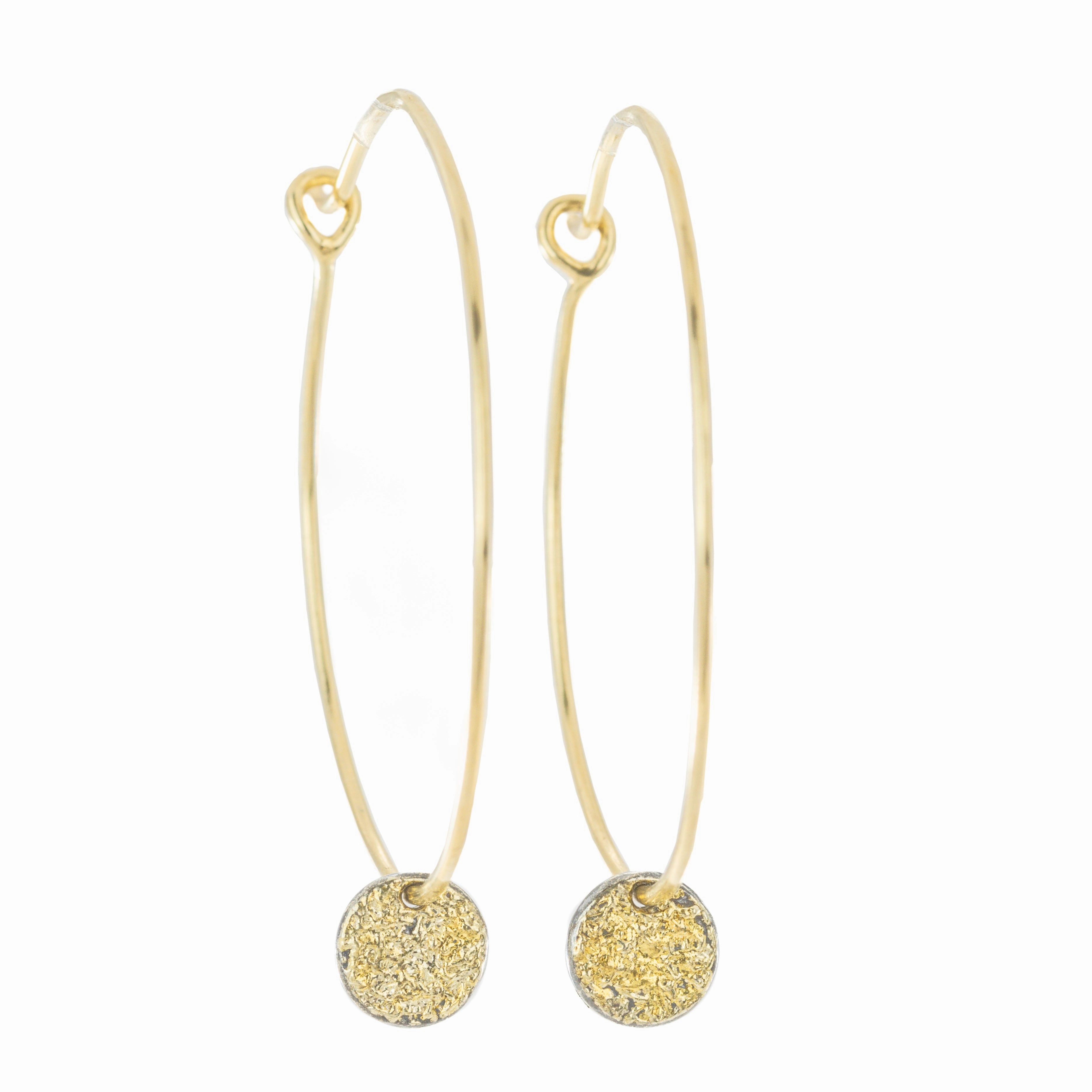 Easy Breezy Hoops with Dusted Discs, Medium - 22k/18k Gold, Oxidized Silver Shine Appeal