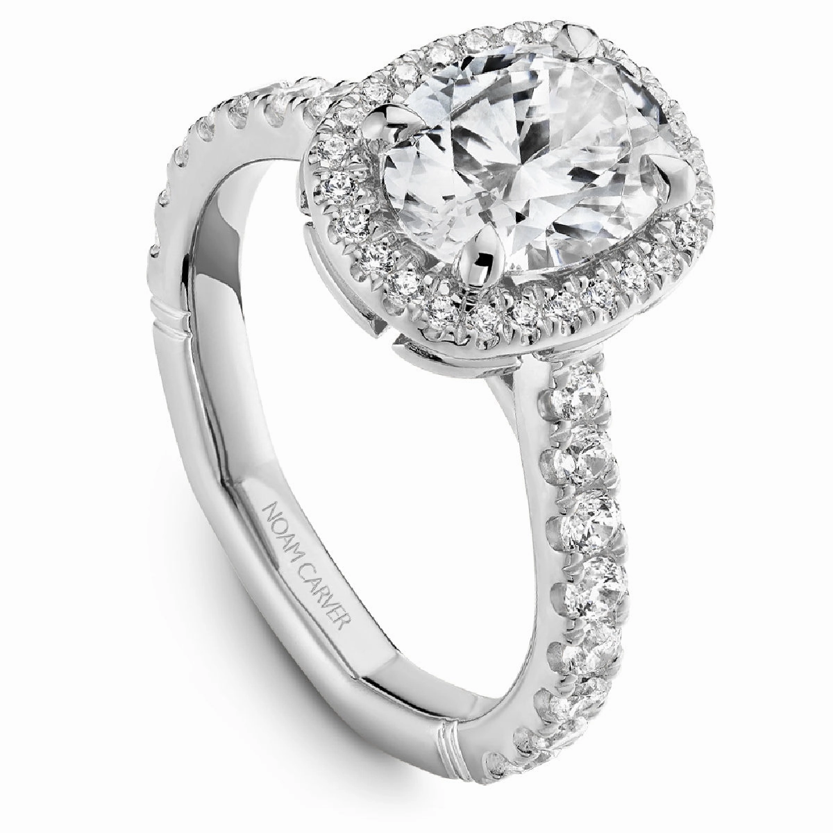 Noam Carver Atelier Cushion Halo Engagement Ring Setting in White Gold Handcrafted Product