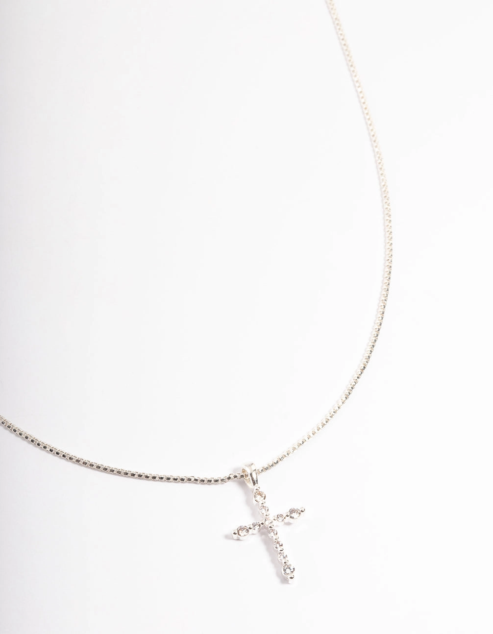Opulent Detail Fashion Look Silver Plated Cross Box Chain Necklace