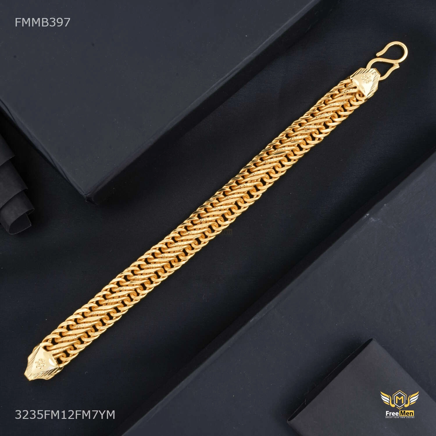 Classic Layers Light Spark Designer Broad Shini Atta Bracelet for Men - FMMB397