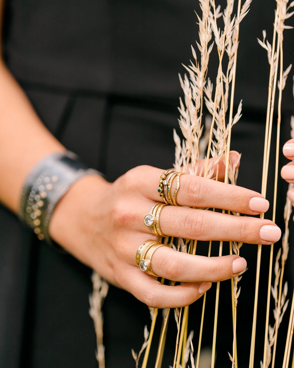 Eternity Diamond Band - 18ky Gold   Colored Diamonds Artisan Jewelry
