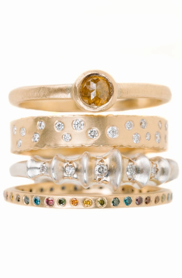 Eternity Diamond Band - 18ky Gold   Colored Diamonds Striking Detail