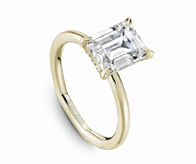 Noam Carver Emerald Center Hidden Halo Diamond Engagement Ring Setting in 14K Yellow Gold (xxxctw) Romantic Spark Refined Style