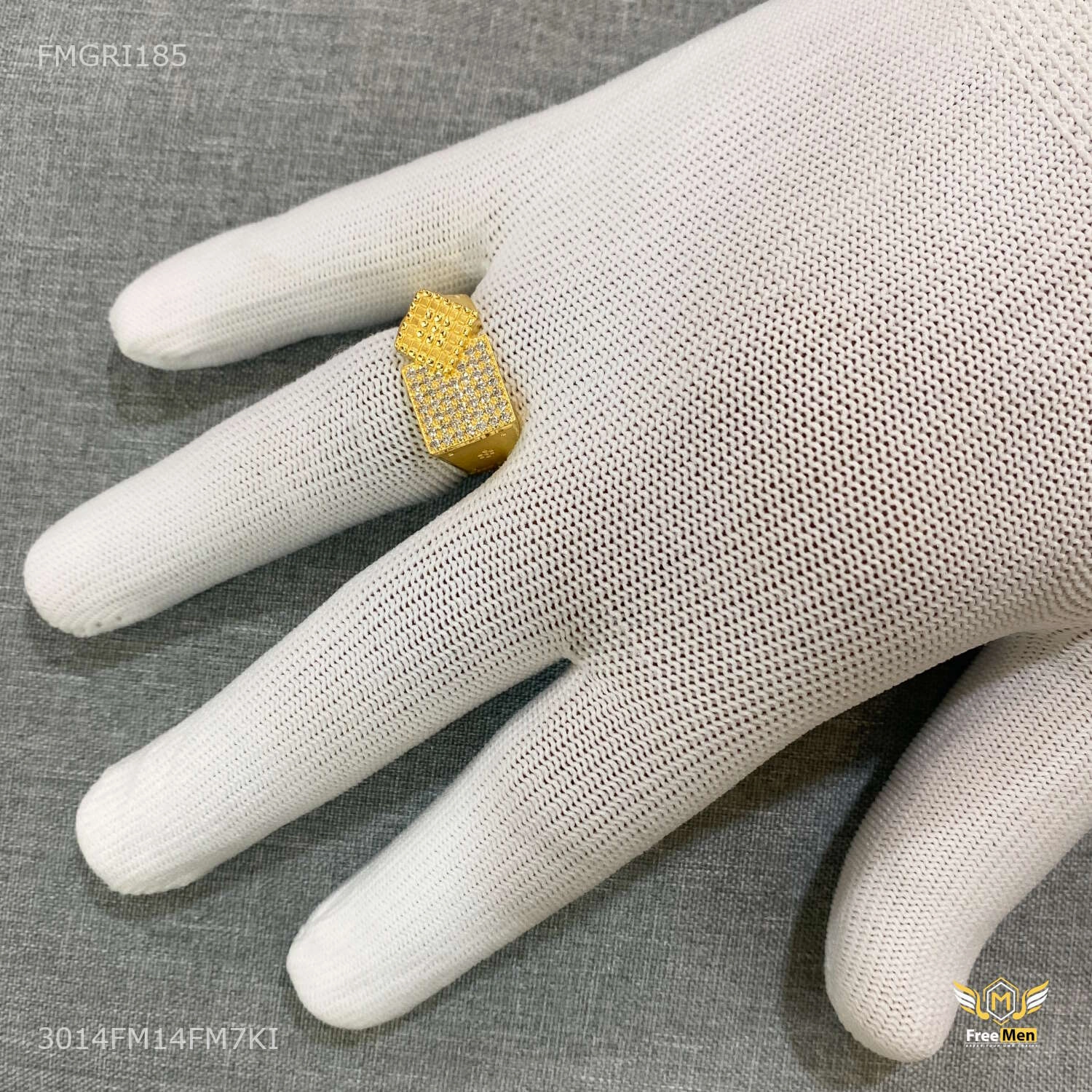 Dimond Shape with Squar Box AD Gold plated ring design for men - FMGRI185 Weekend Light