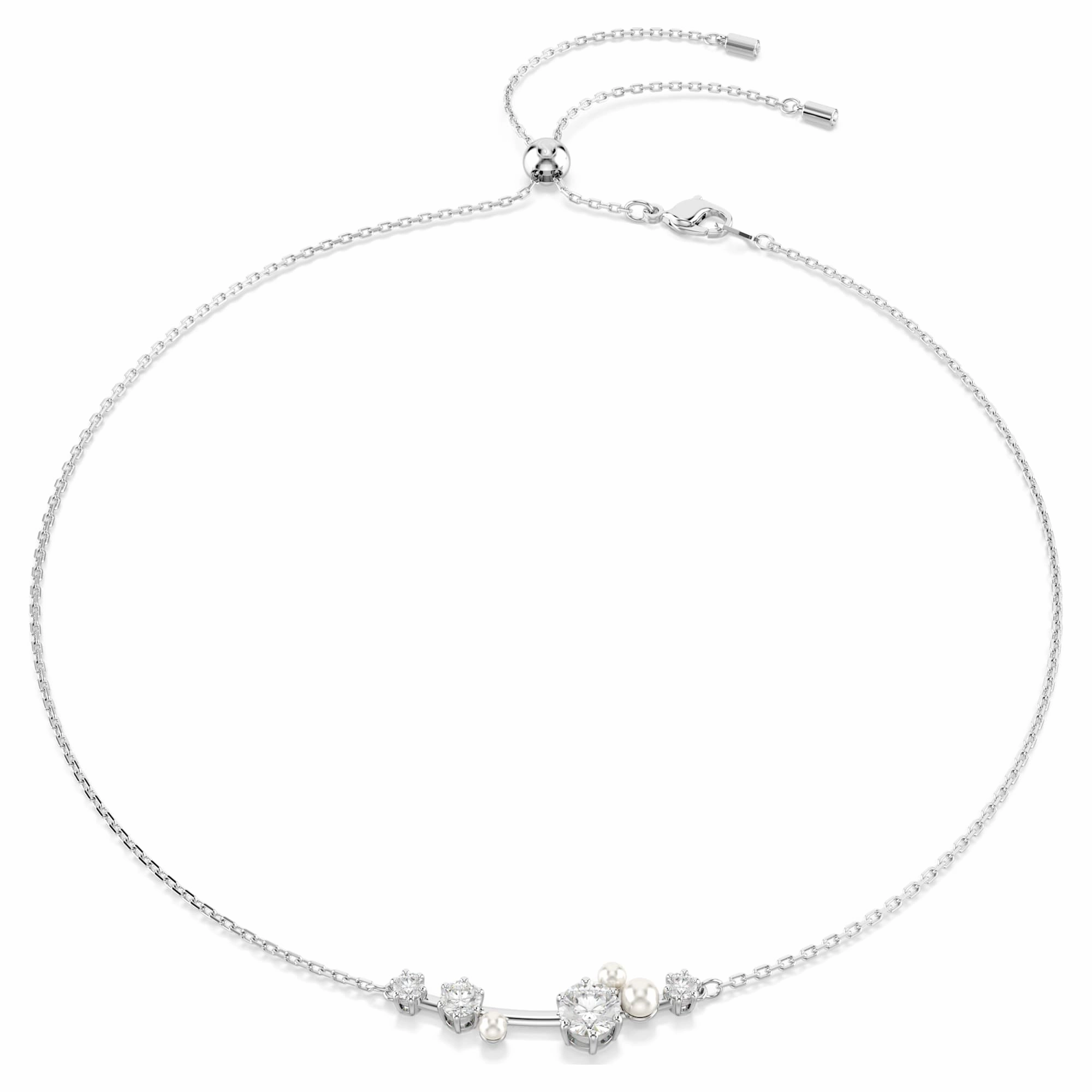 Shiny Jewelry Design Effortless Sparkle Swarovski Constella Pearl Bar Necklace, 19"