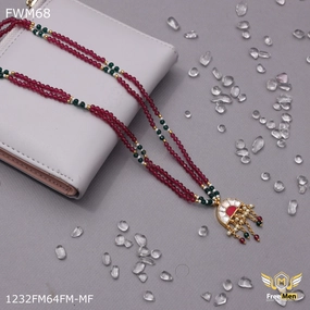 Freemen Two line pink ang gree mangalsutra for women - FWM68 Styled Accent Statement Style