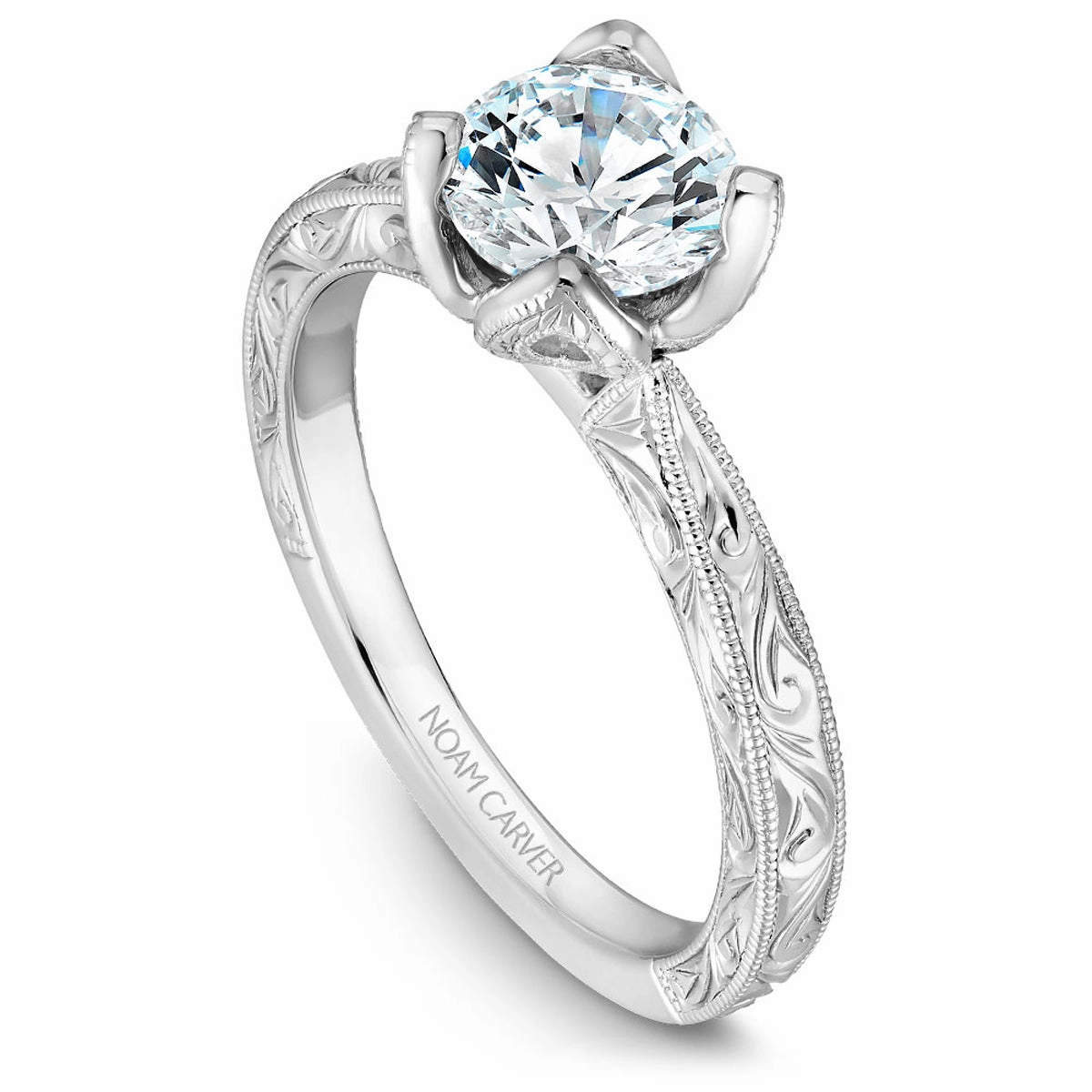 Noam Carver Vintage Solitaire Engagement Ring Setting in White Gold Eternal Product
