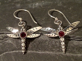 Classic Choice Garnet, .925 Dragonfly Earrings