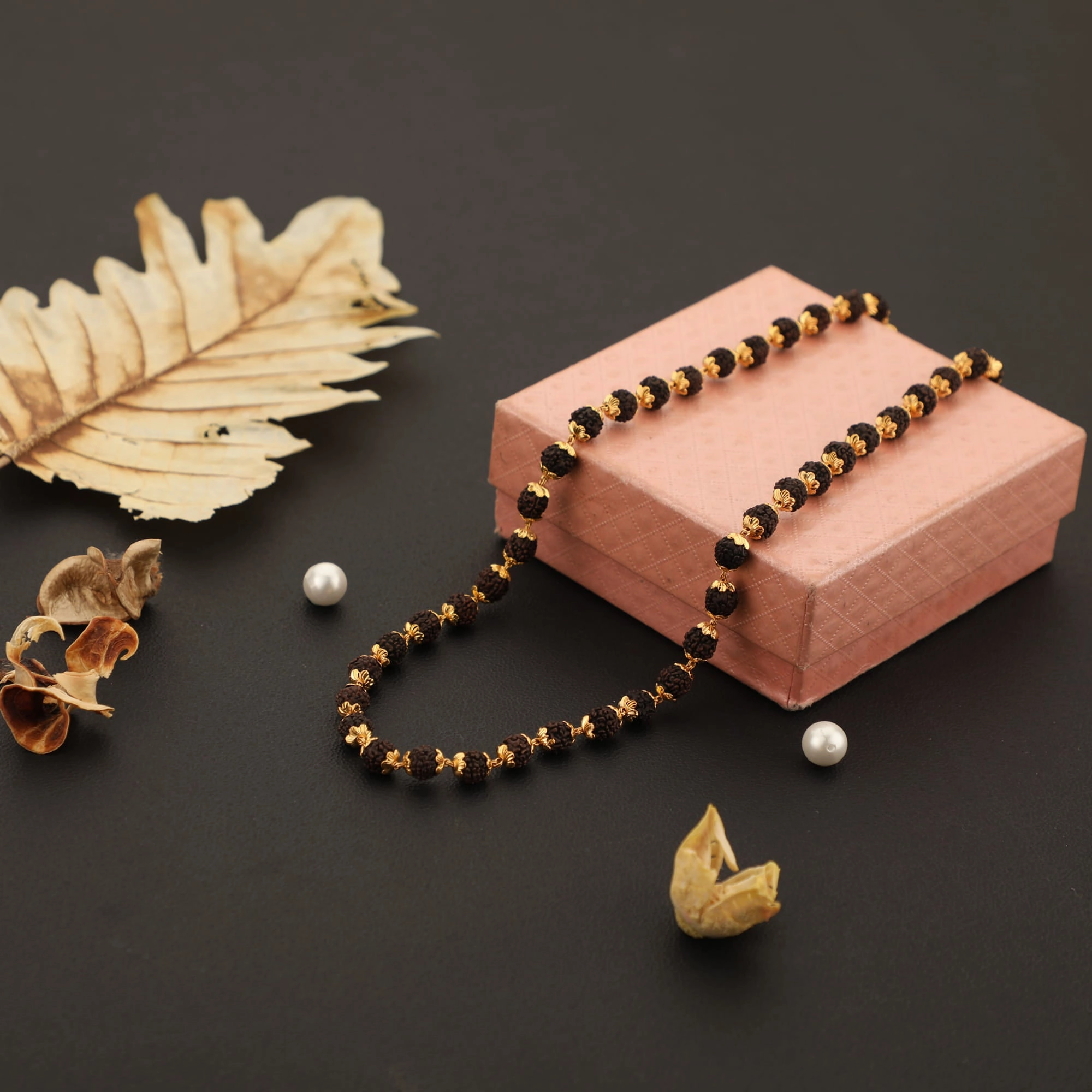 Freemen 22k gold plated rudraksha mala for men Simple Look