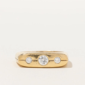 Highlight Feature Charming Features Vintage Flush Set Diamond Trilogy Ring | 0.45ctw SI1 H | SZ 8.75 |