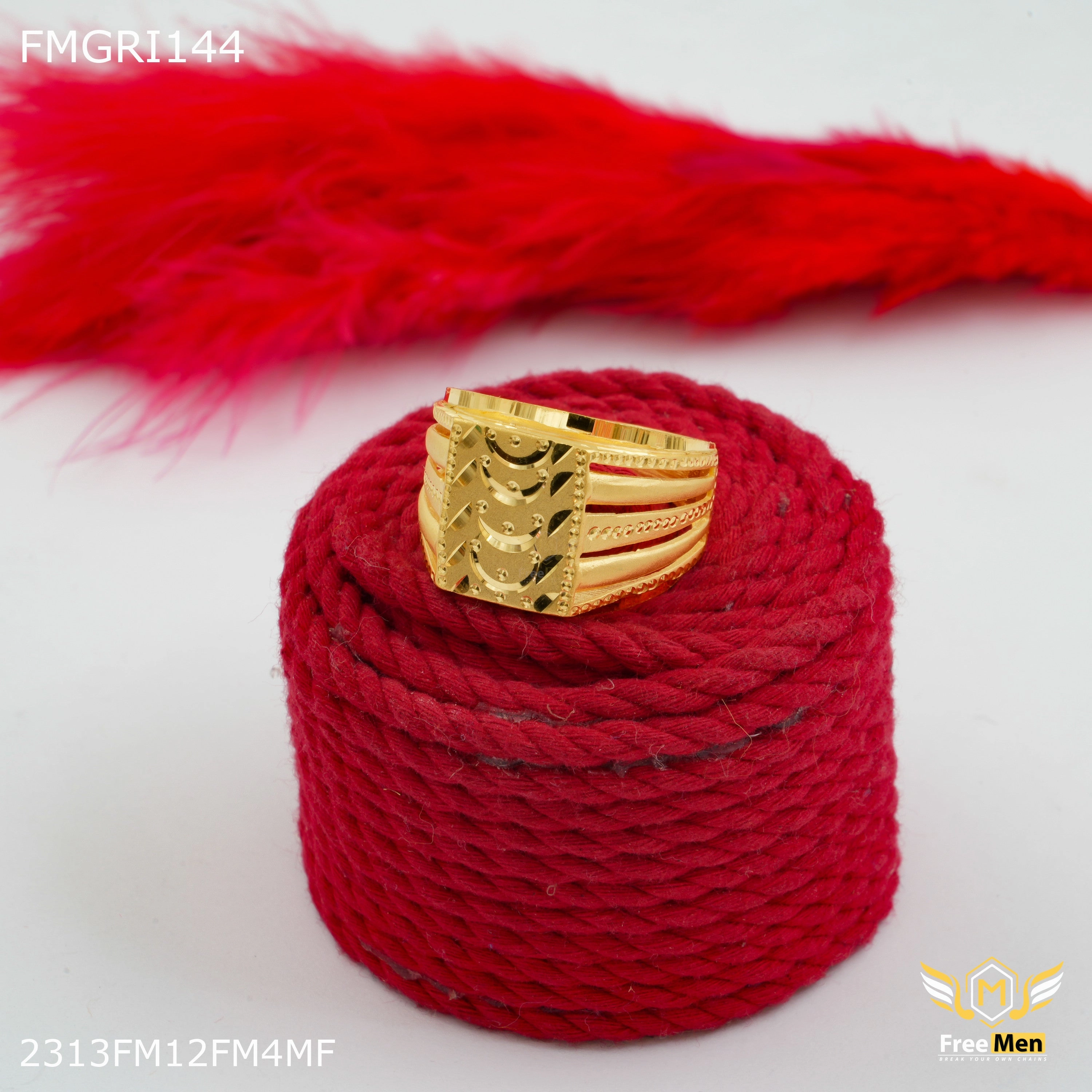 Freeme 1gm C cut Squar Gold plated ring for men - FMGRI144 Premium Finish