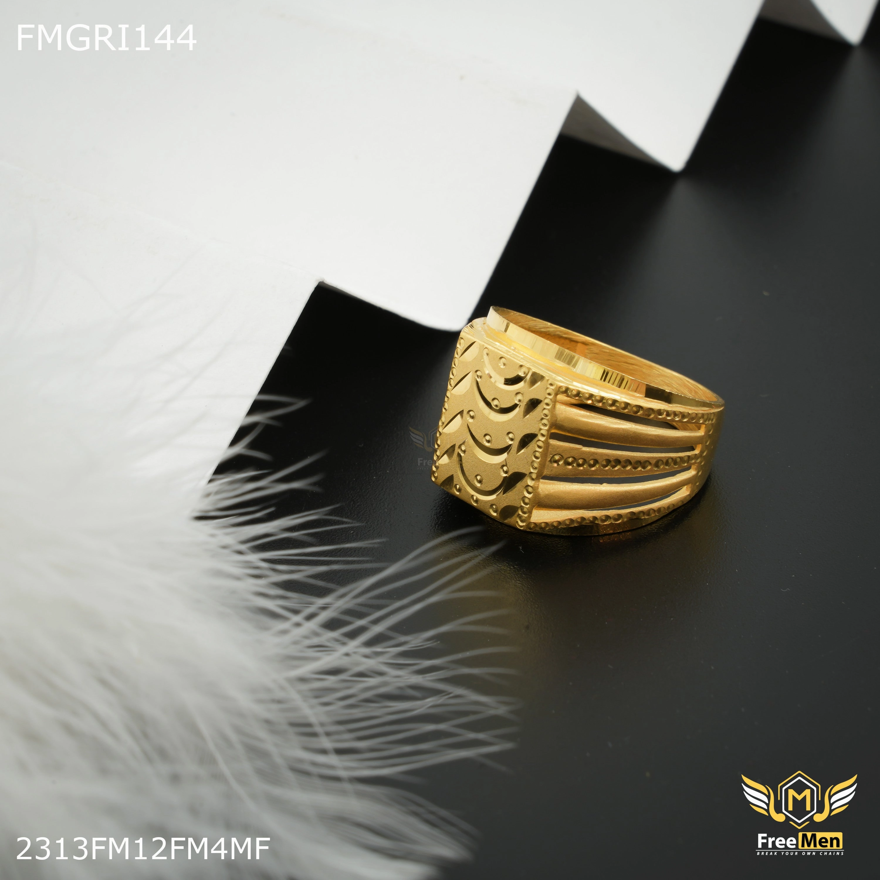 Freeme 1gm C cut Squar Gold plated ring for men - FMGRI144 Wedding Gift Bridal Choice