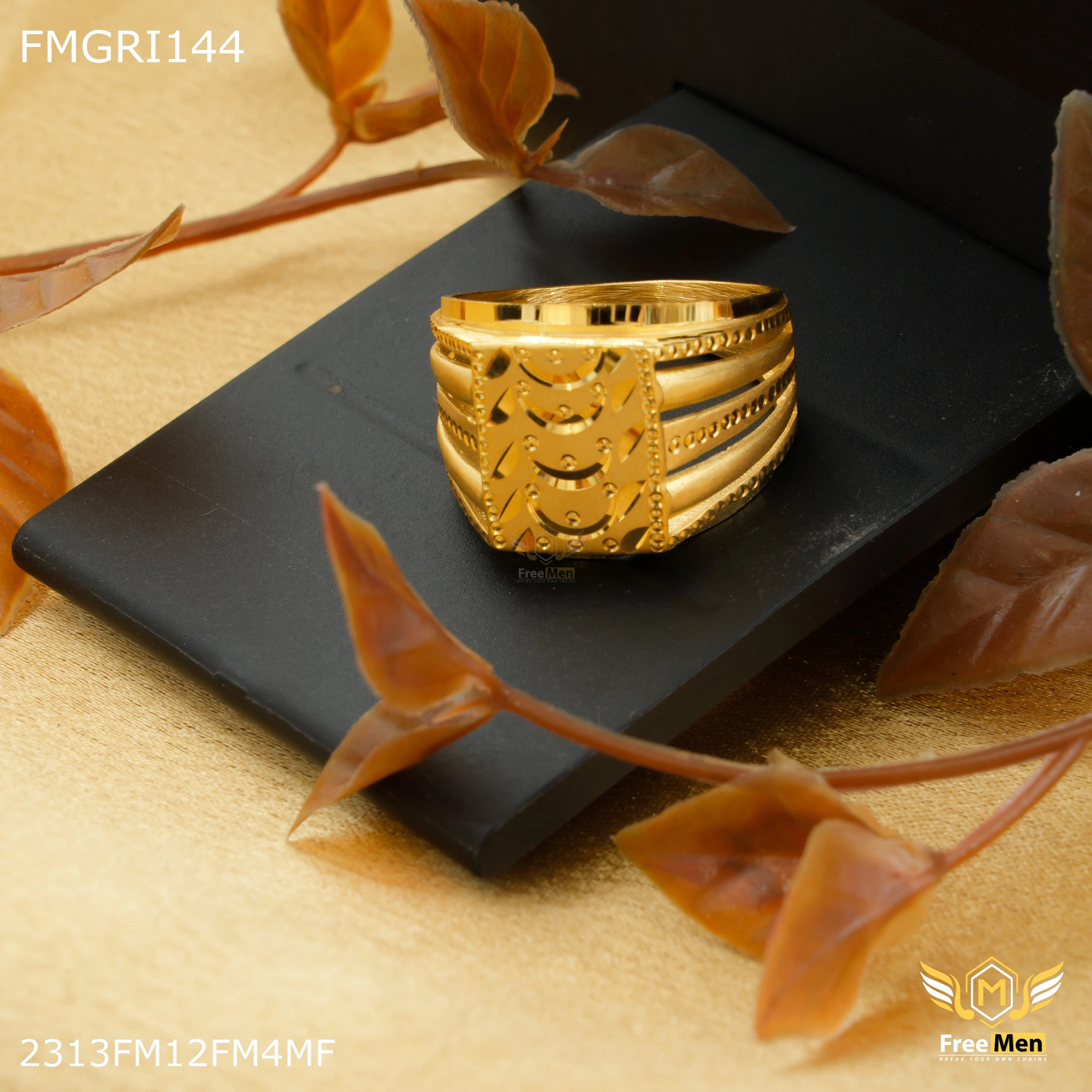 Freeme 1gm C cut Squar Gold plated ring for men - FMGRI144 Highlight Accent Romantic Moment