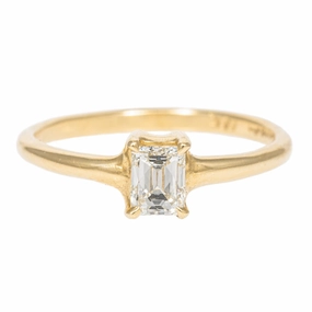 High-End Piece Cultural Gift Emerald Cut Diamond Ring High Polish - 18k Gold   Diamond