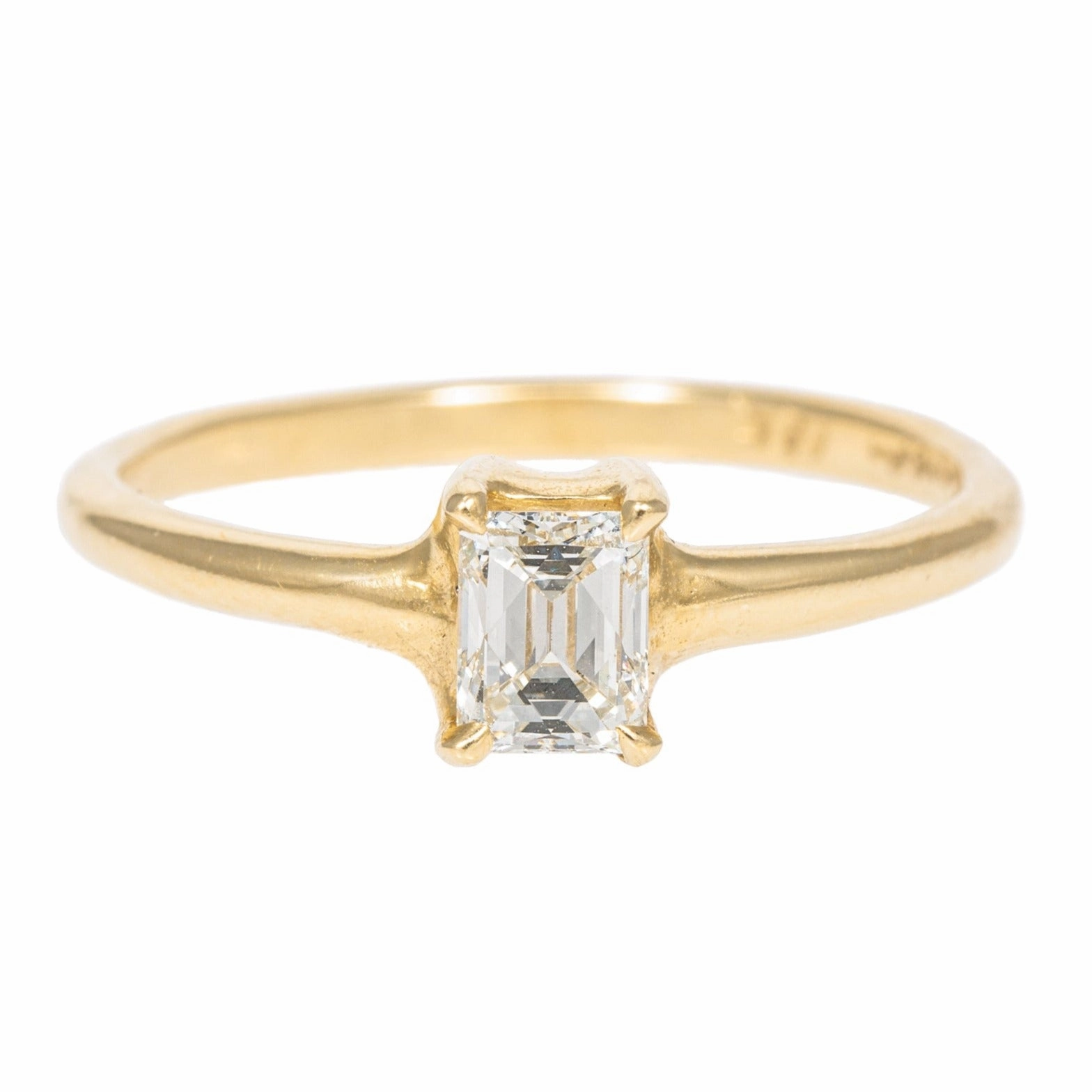 High-End Piece Cultural Gift Emerald Cut Diamond Ring High Polish - 18k Gold   Diamond