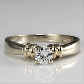 Solitaire Diamond Grooved Ring | 0.28ct | SZ 6 Elegant Detailing Classic Detailing