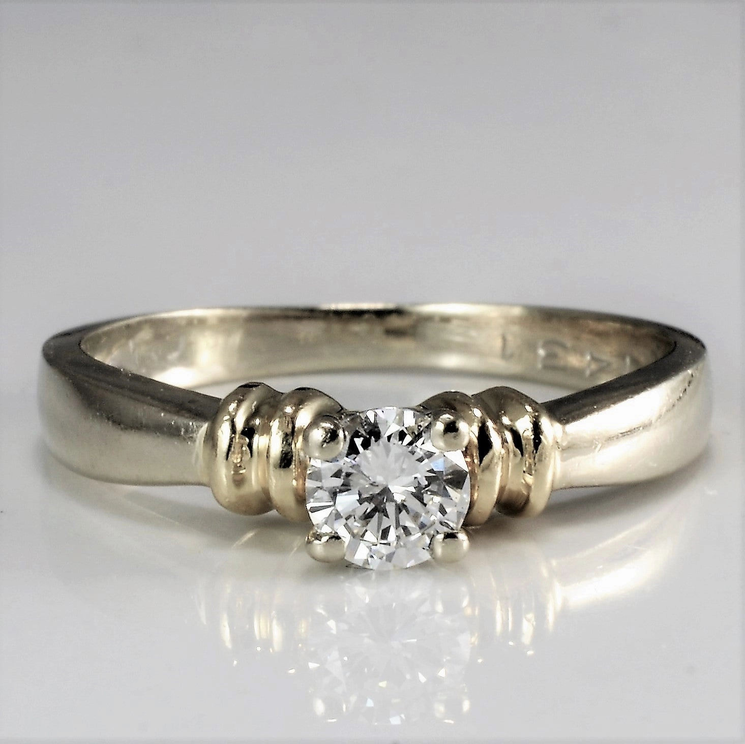 Solitaire Diamond Grooved Ring | 0.28ct | SZ 6 Elegant Detailing Classic Detailing