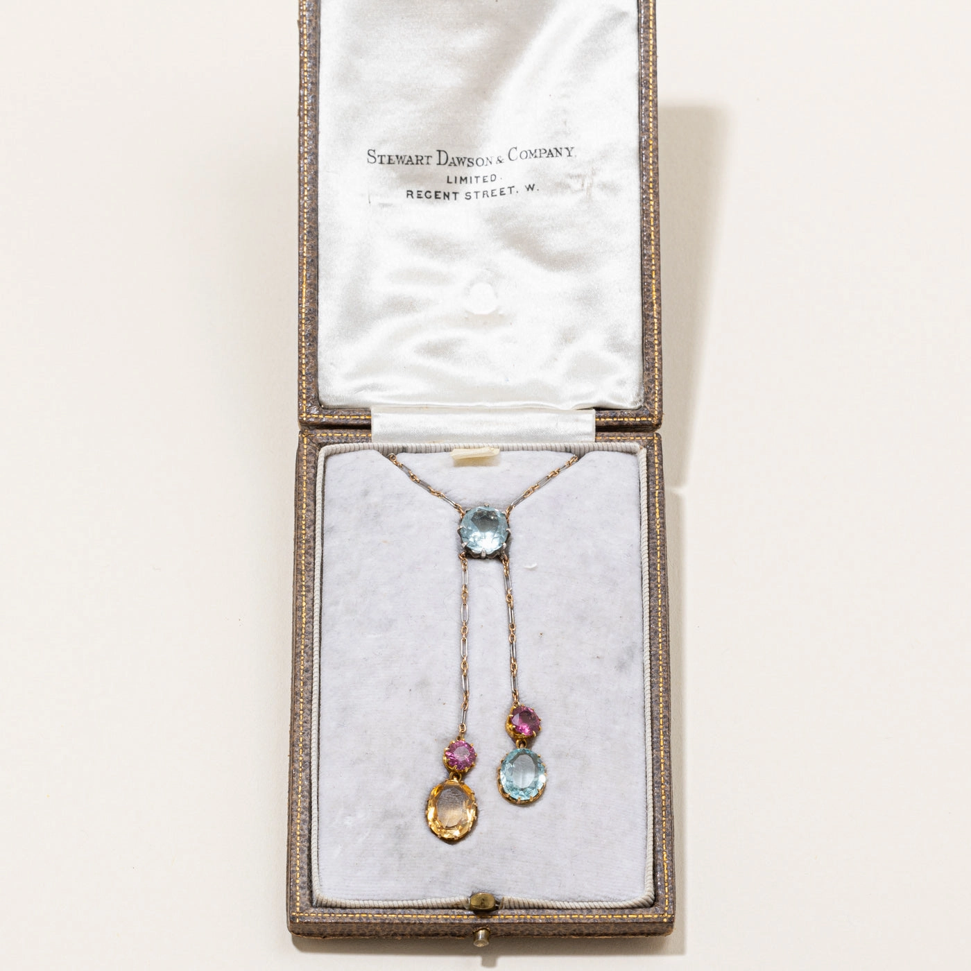 Contemporary Edge refined design Antique Multi-Gemstone Negligee Necklace | 7.00ctw | 16" |